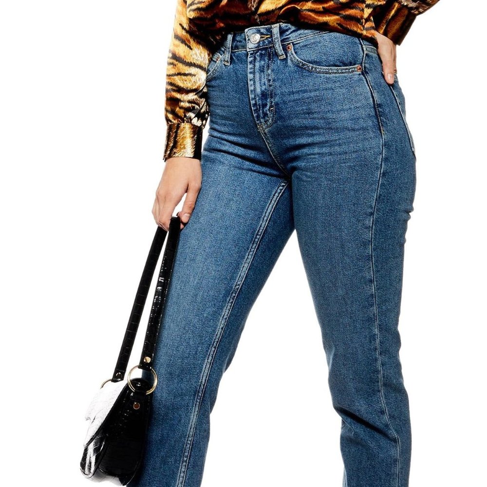 Topshop Straight Leg Raw Hem Jeans